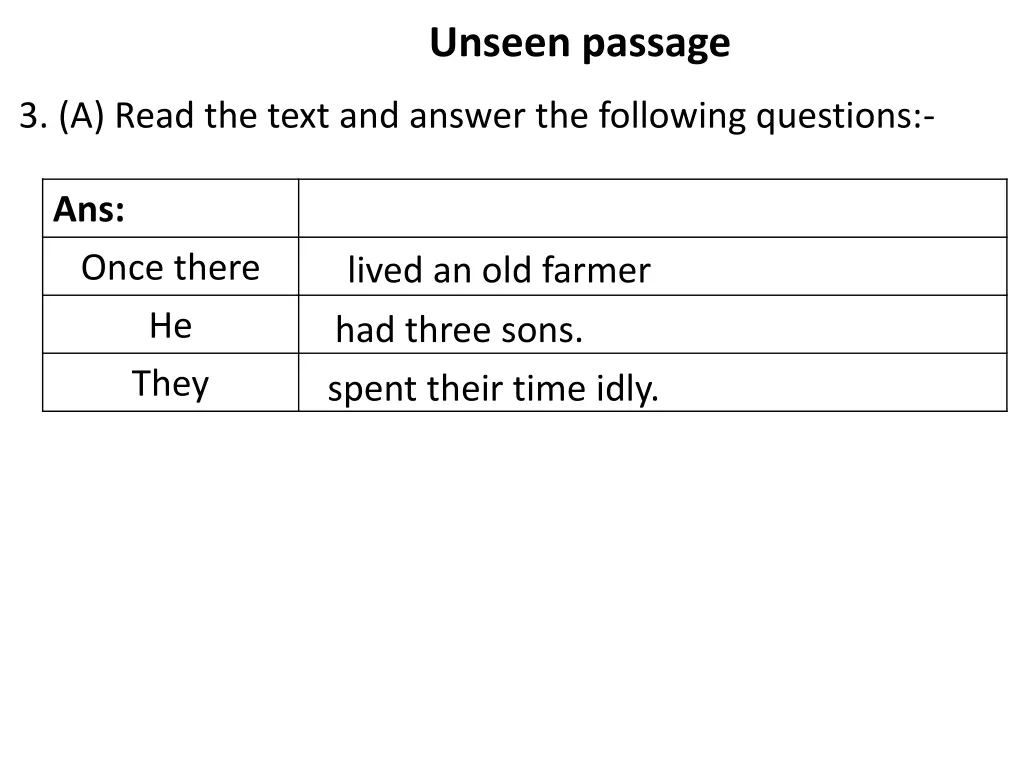 unseen passage