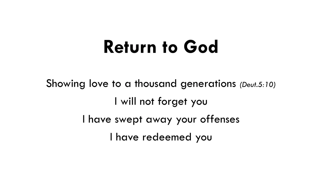 return to god