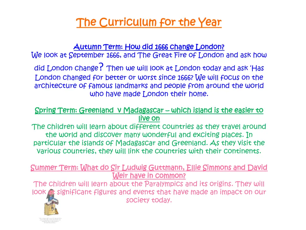 the curriculum for the year the curriculum