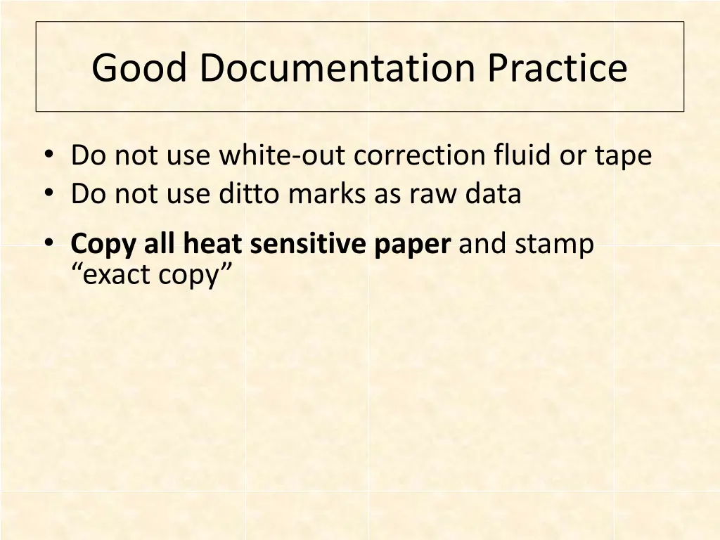 good documentation practice 1