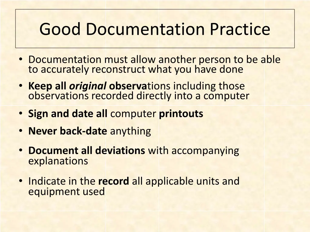 good documentation practice 2