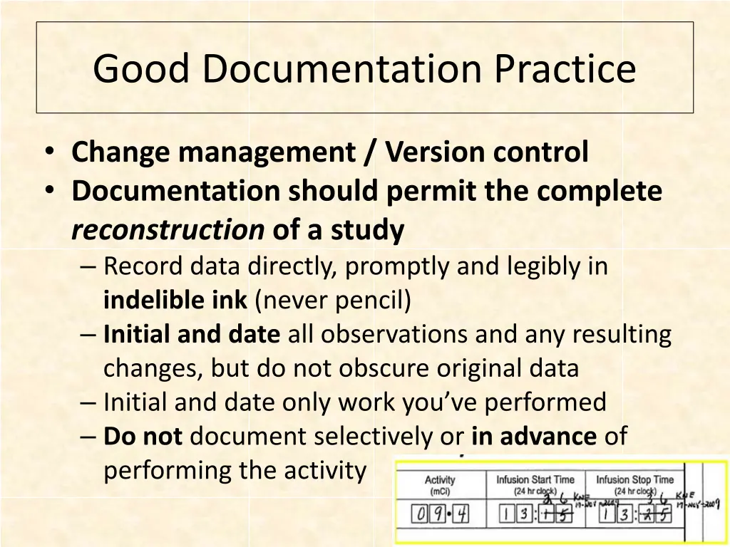 good documentation practice