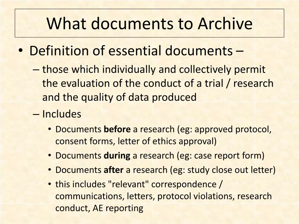 what documents to archive