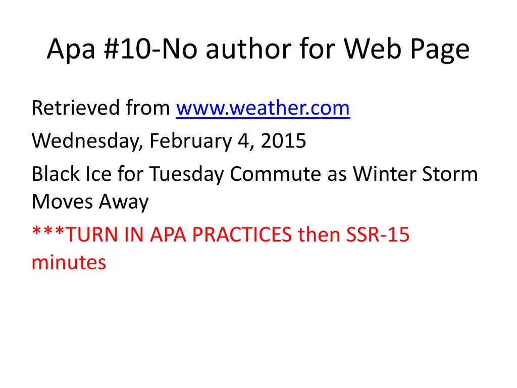 apa 10 no author for web page