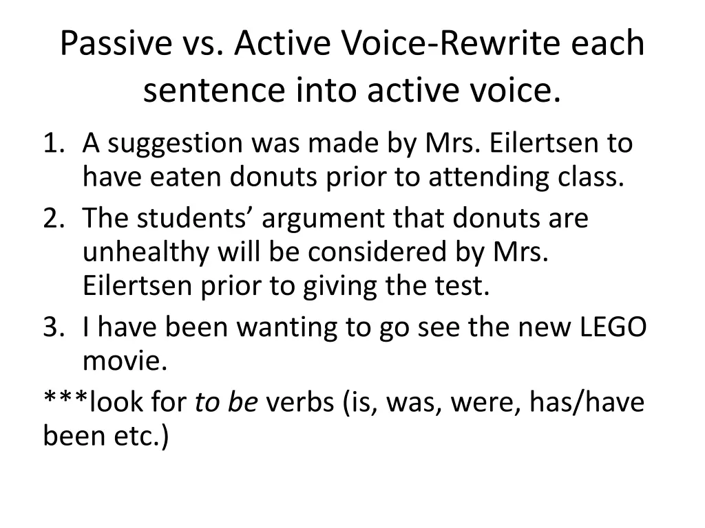 passive vs active voice rewrite each sentence