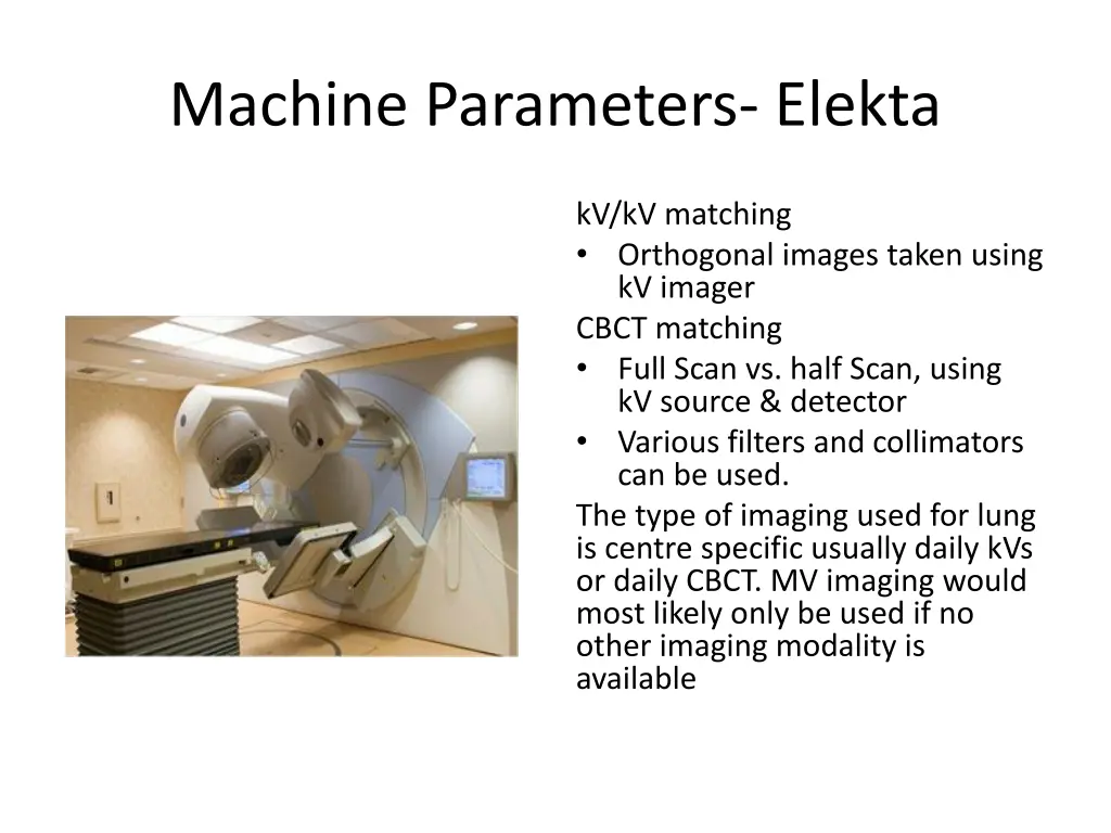 machine parameters elekta