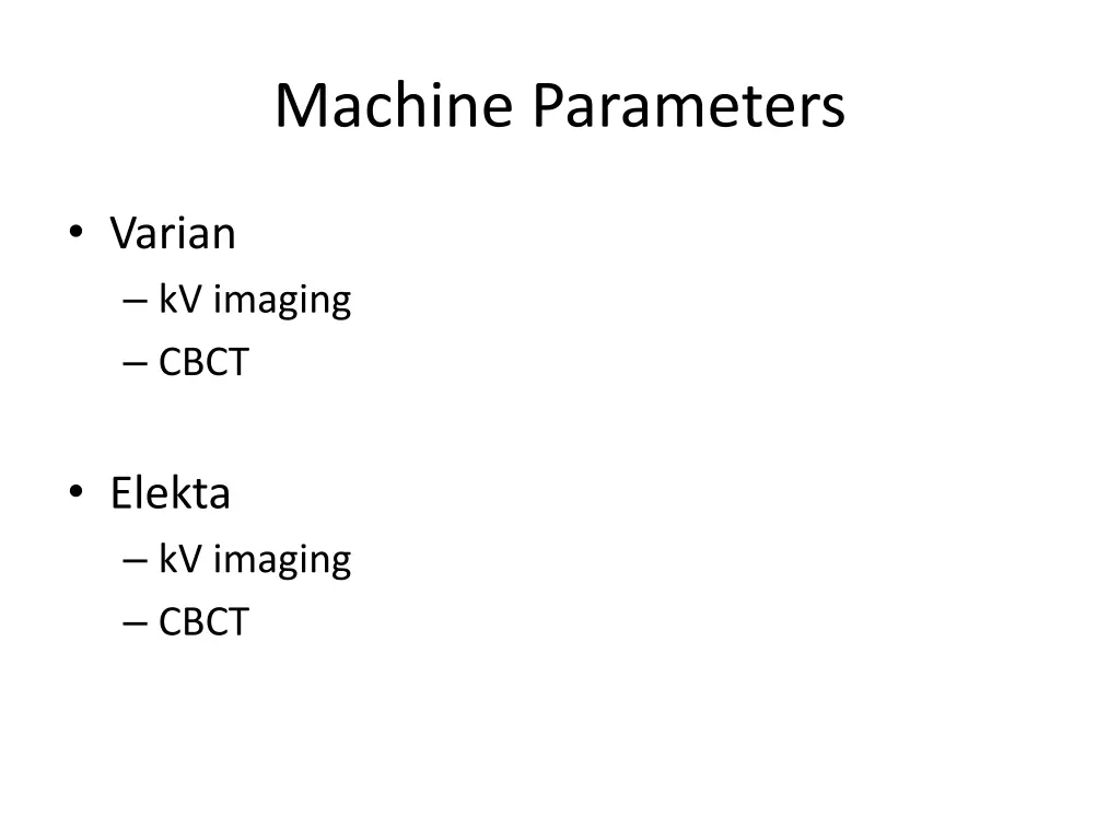 machine parameters