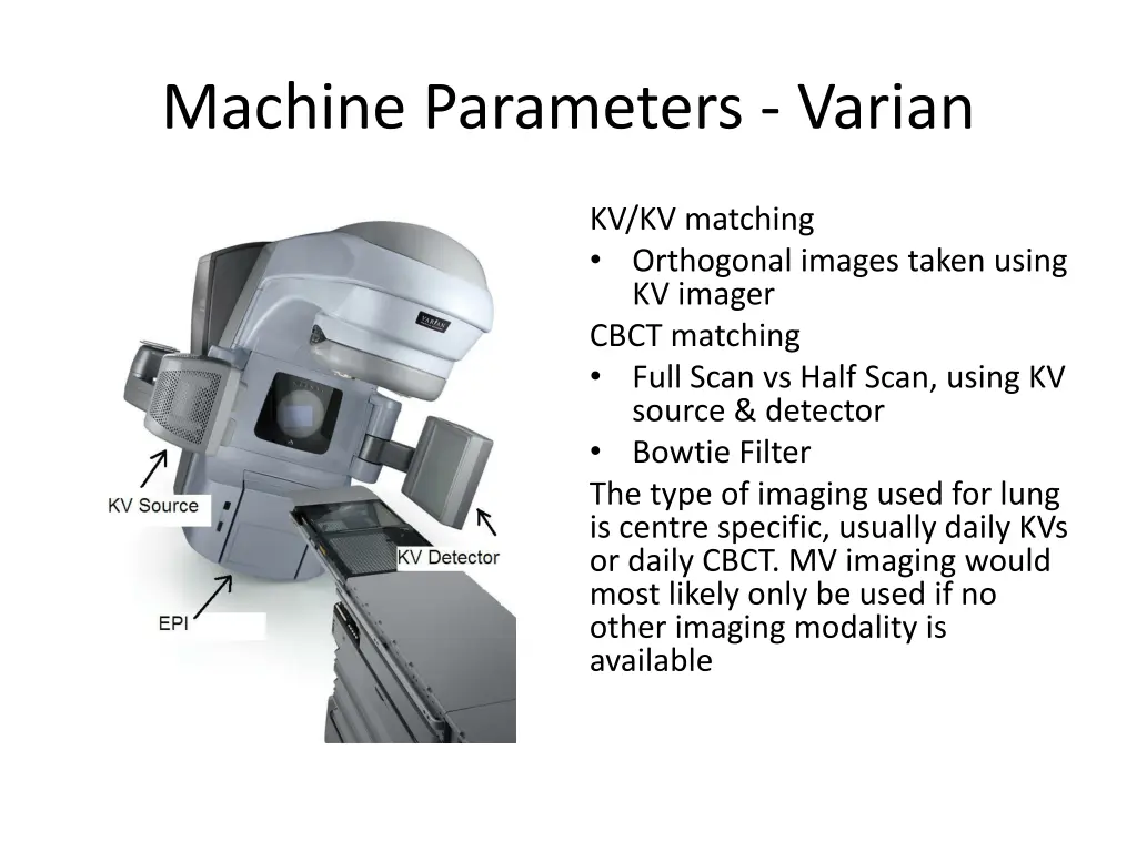 machine parameters varian