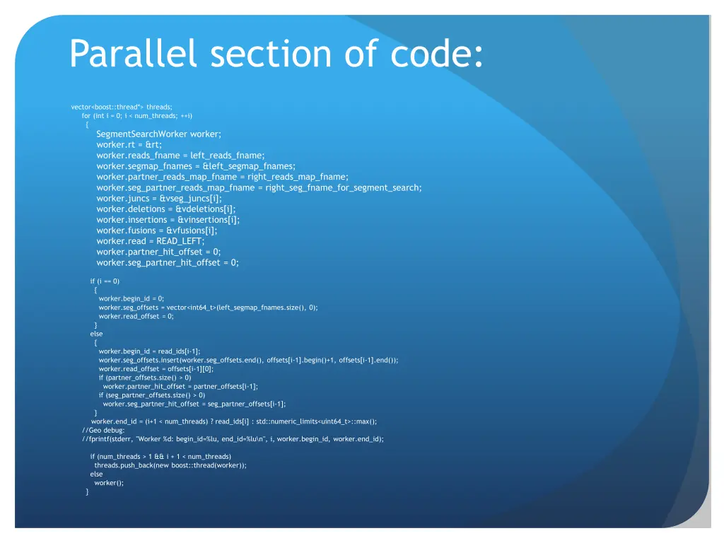 parallel section of code