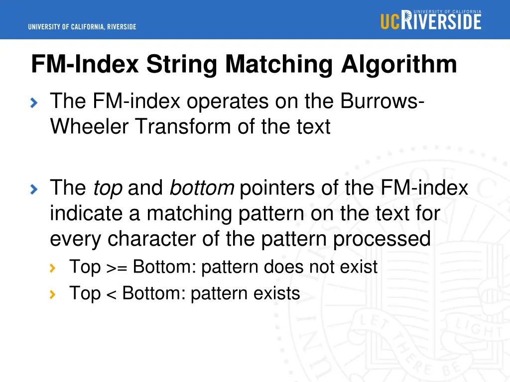 fm index string matching algorithm the fm index