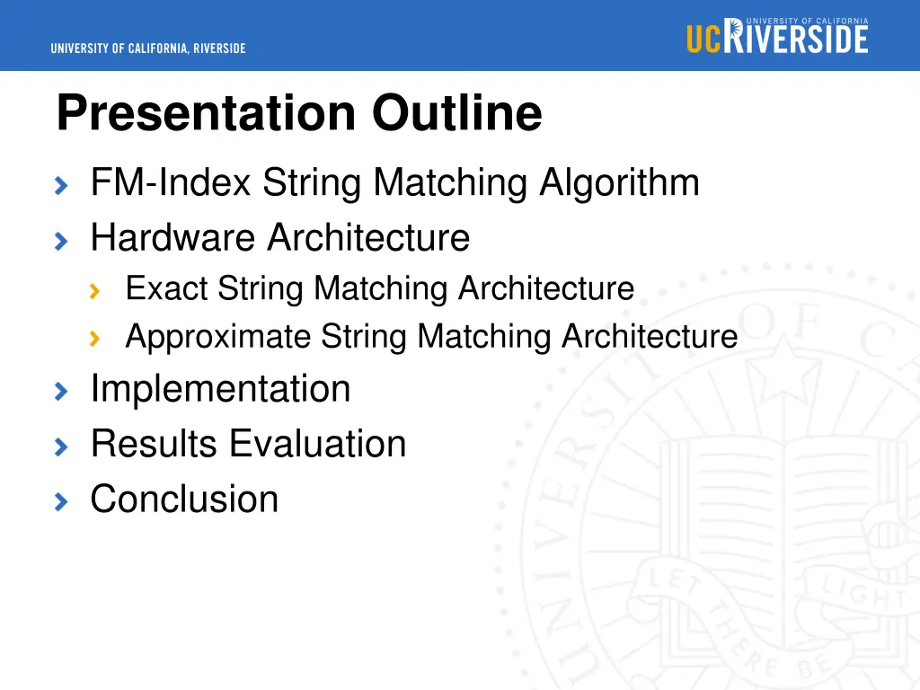 presentation outline fm index string matching