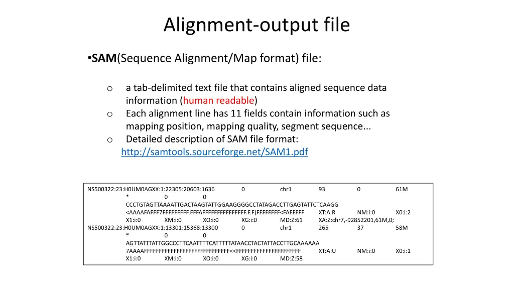 alignment output file