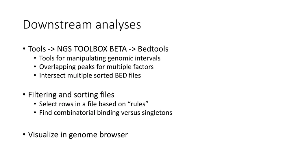 downstream analyses