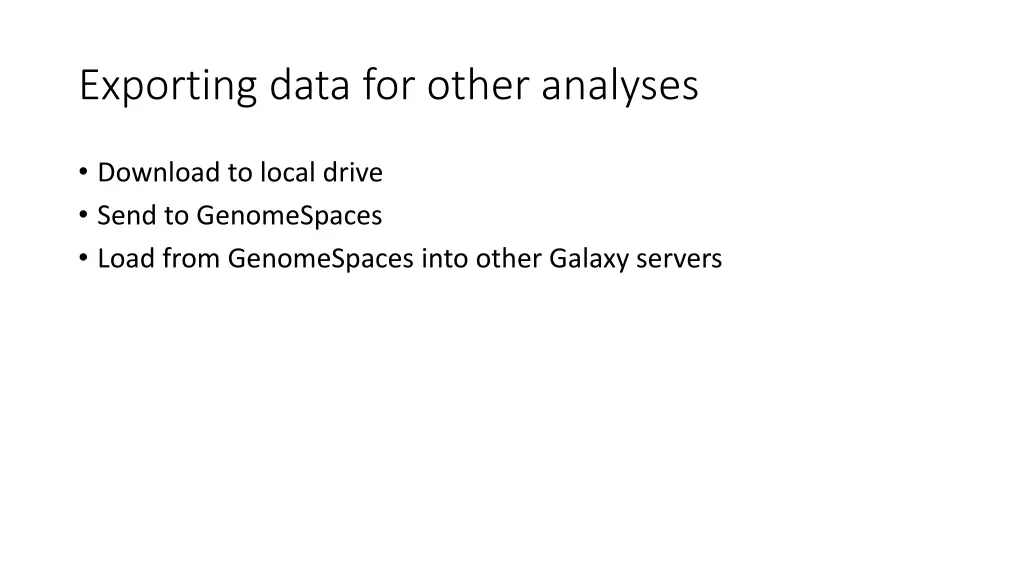 exporting data for other analyses