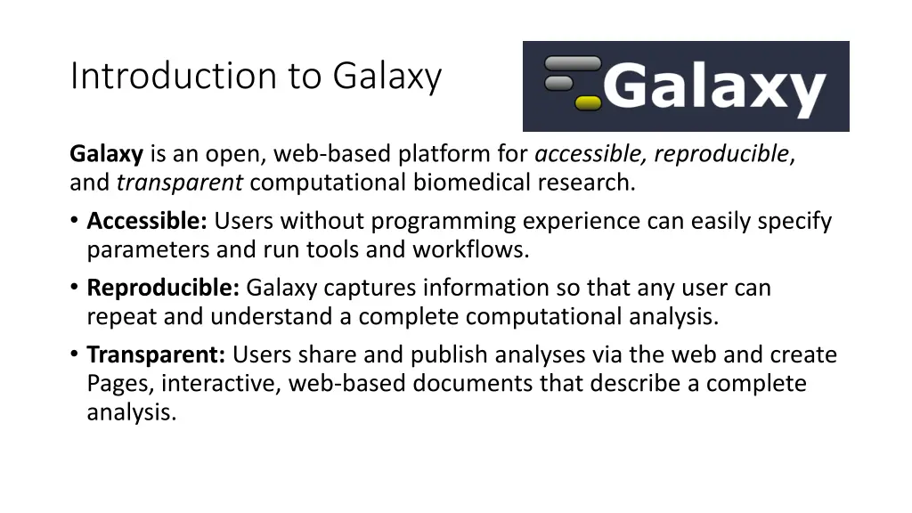 introduction to galaxy