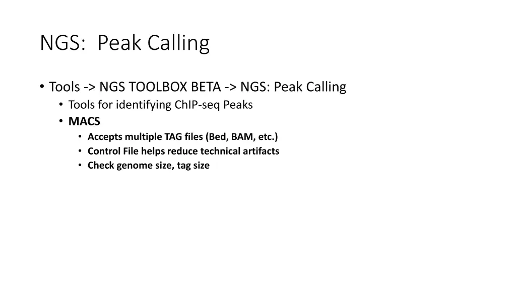 ngs peak calling