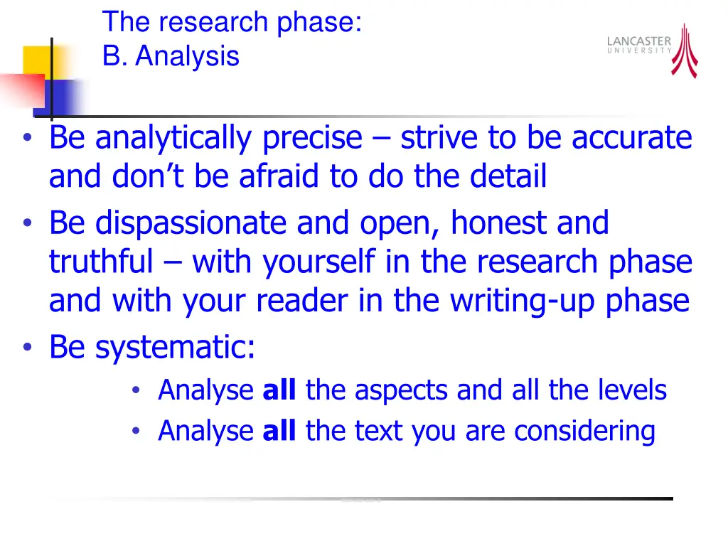 the research phase b analysis