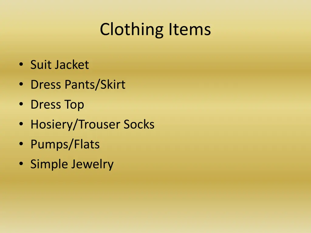 clothing items