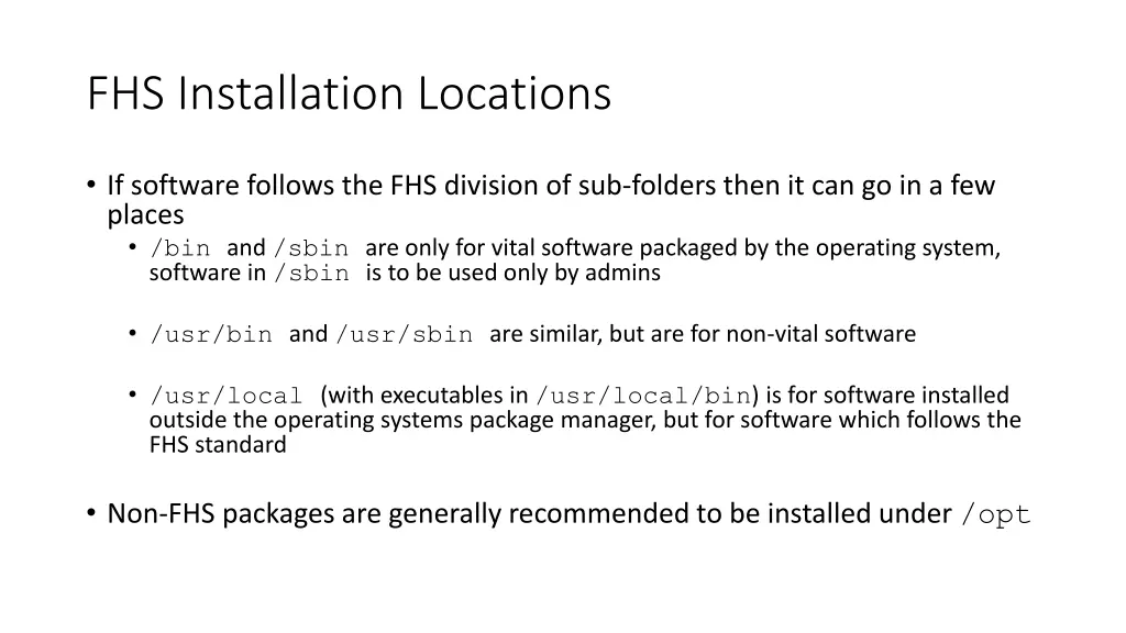 fhs installation locations