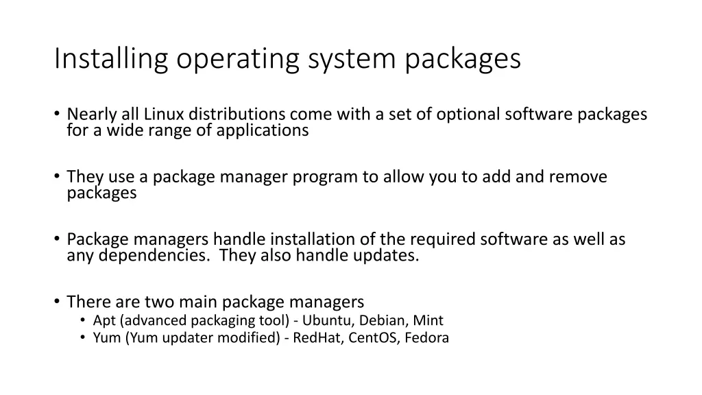 installing operating system packages