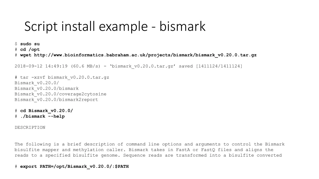 script install example bismark