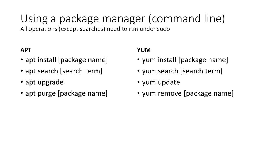 using a package manager command line