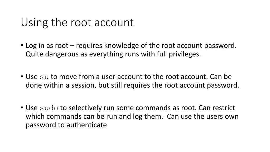 using the root account