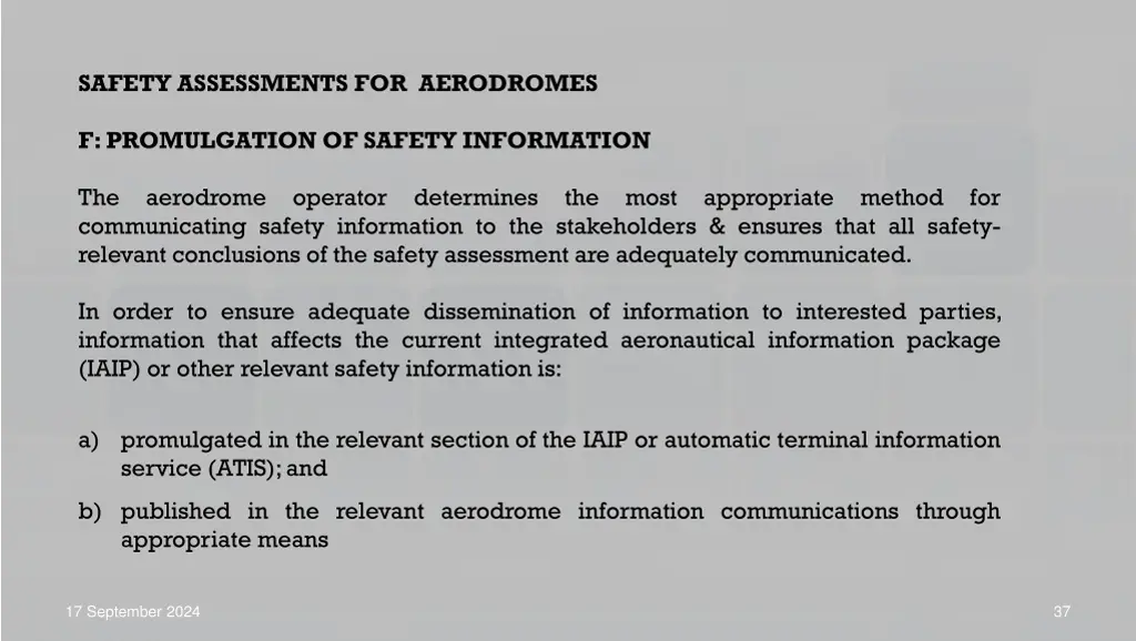 safety assessments for aerodromes 19