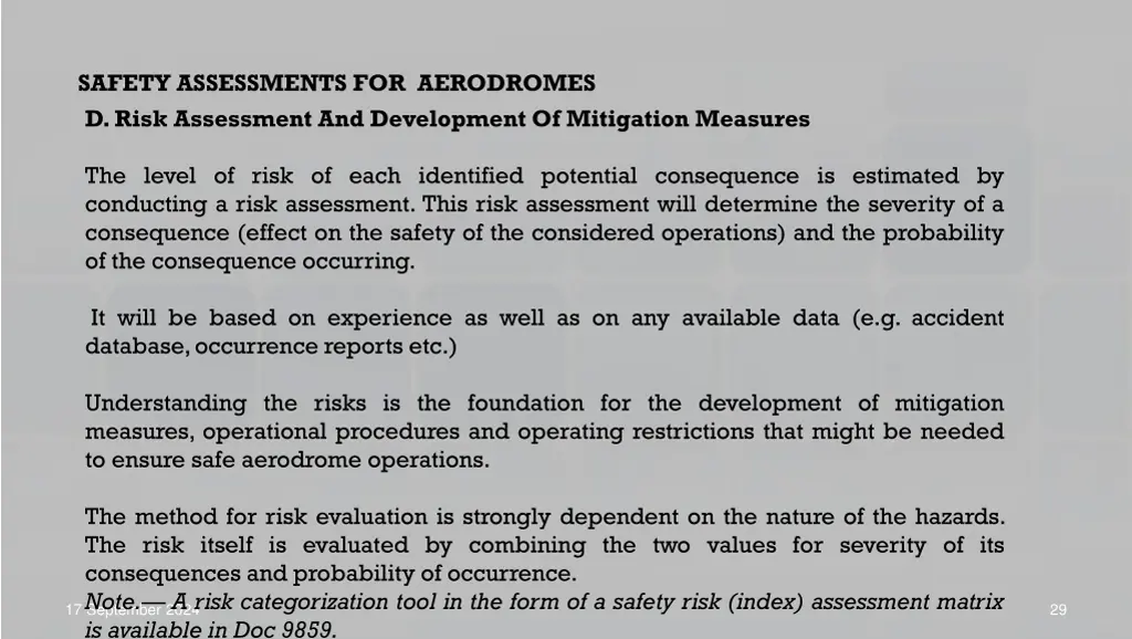 safety assessments for aerodromes d risk