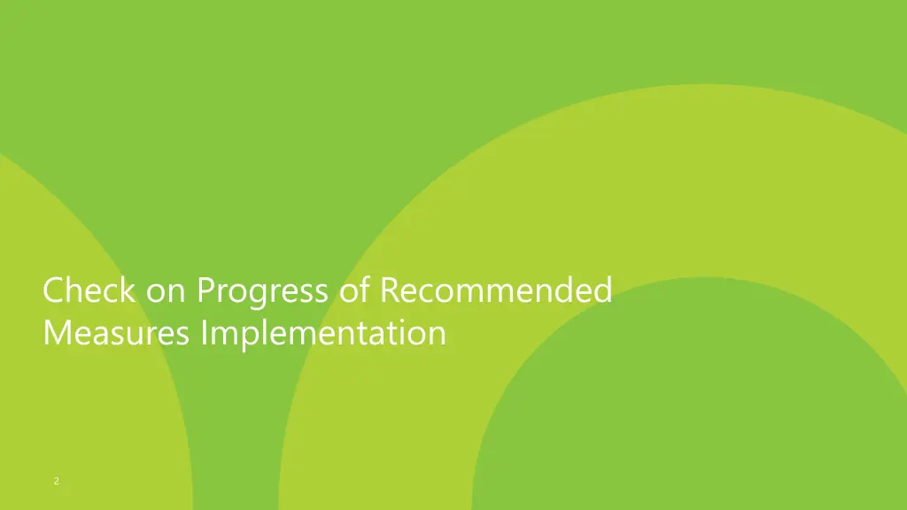 check on progress of recommended measures