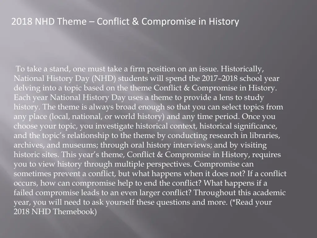 2018 nhd theme conflict compromise in history