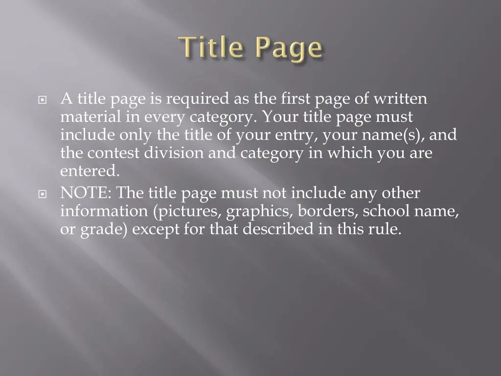 a title page is required as the first page