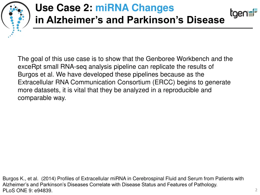 use case 2 mirna changes in alzheimer