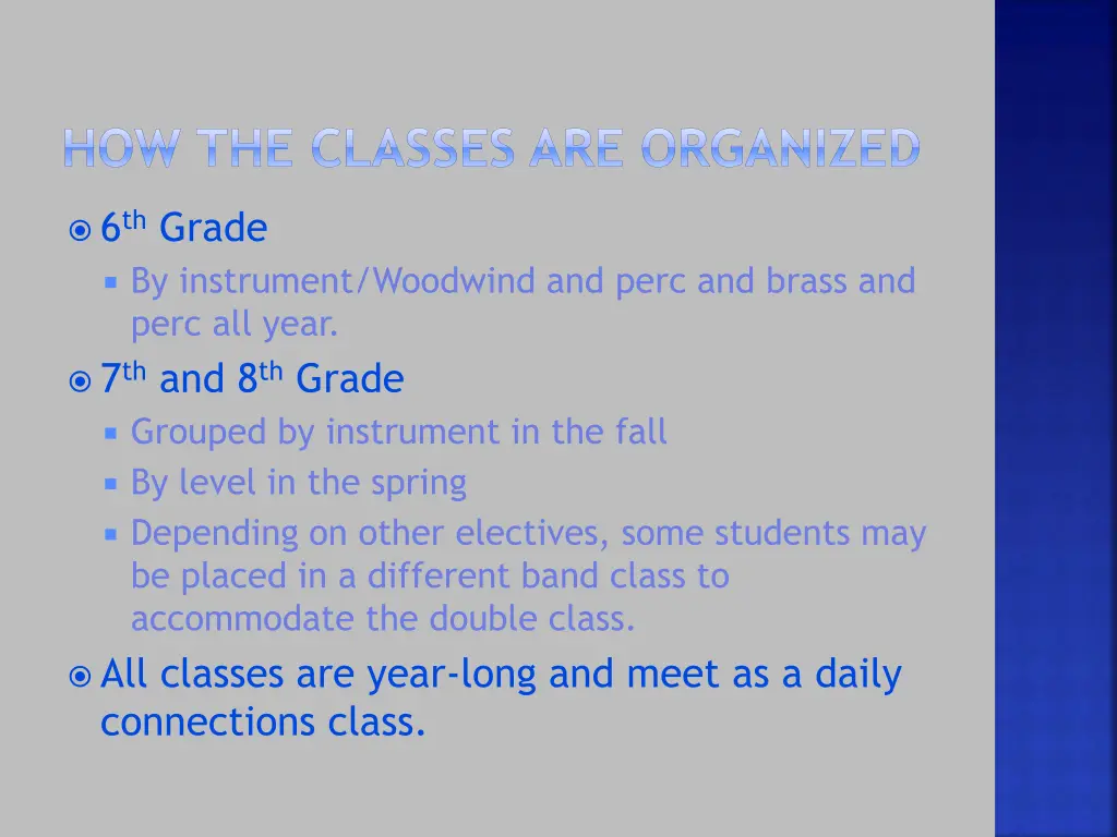 how the classes are organized