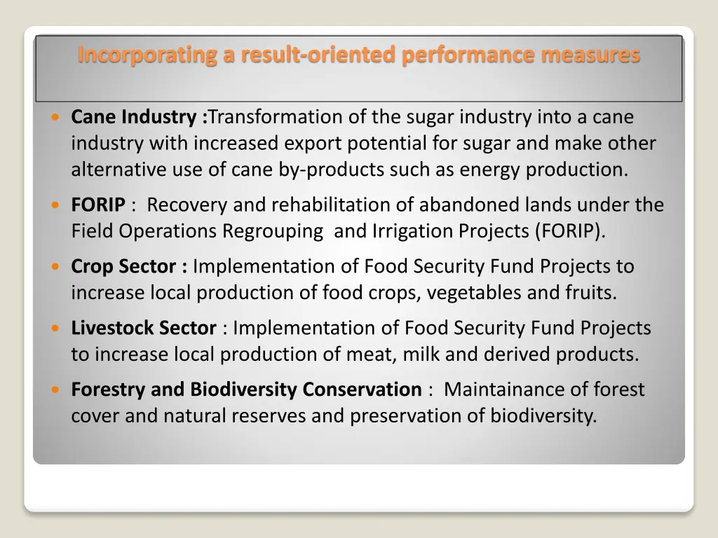 incorporating a result oriented performance