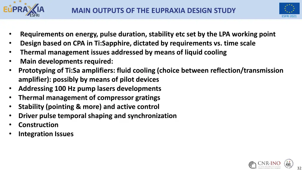 main outputs of the eupraxia design study