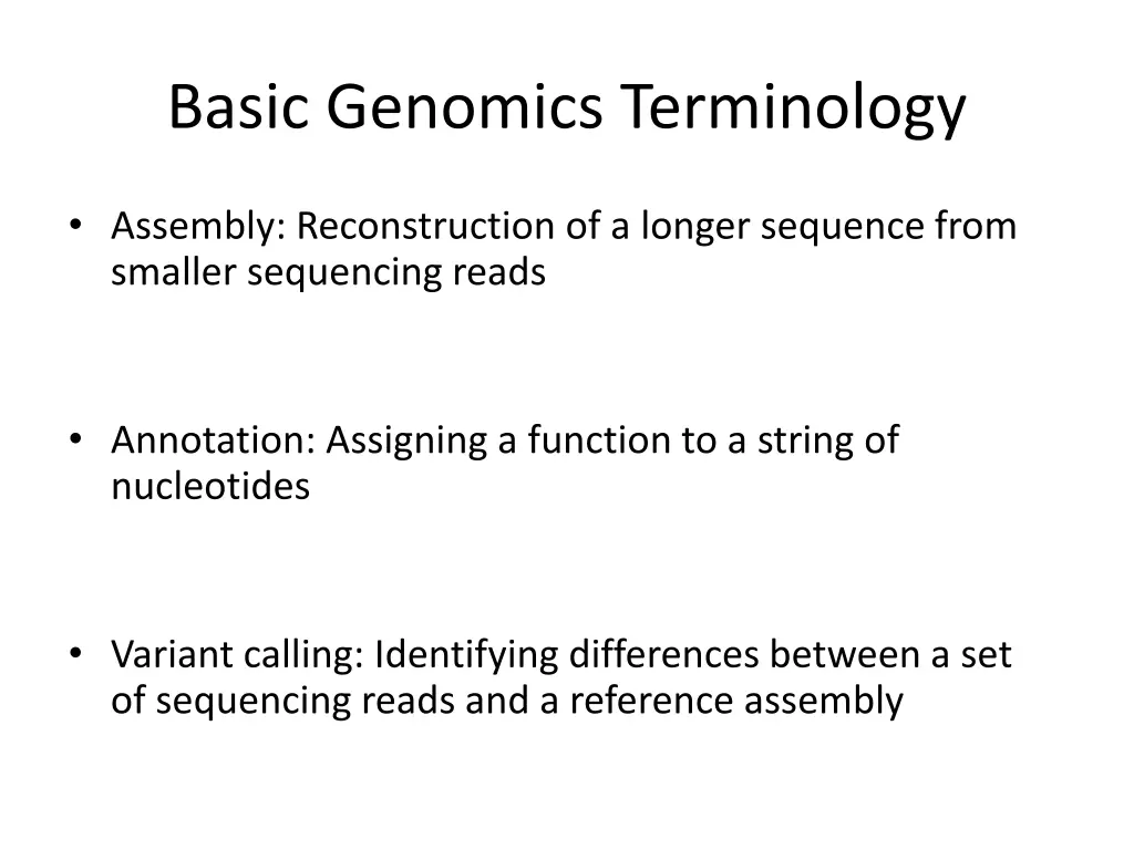 basic genomics terminology