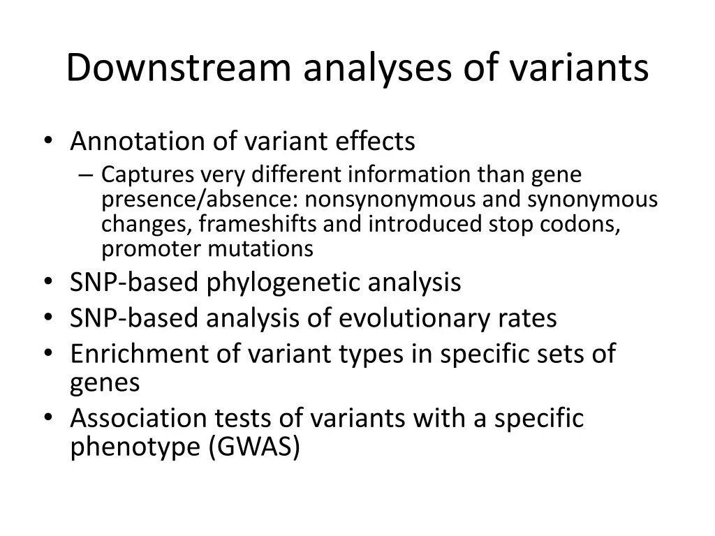 downstream analyses of variants