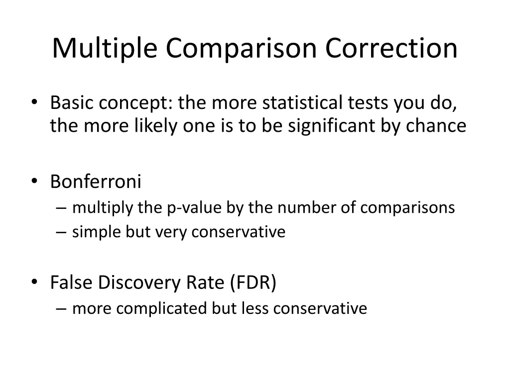 multiple comparison correction