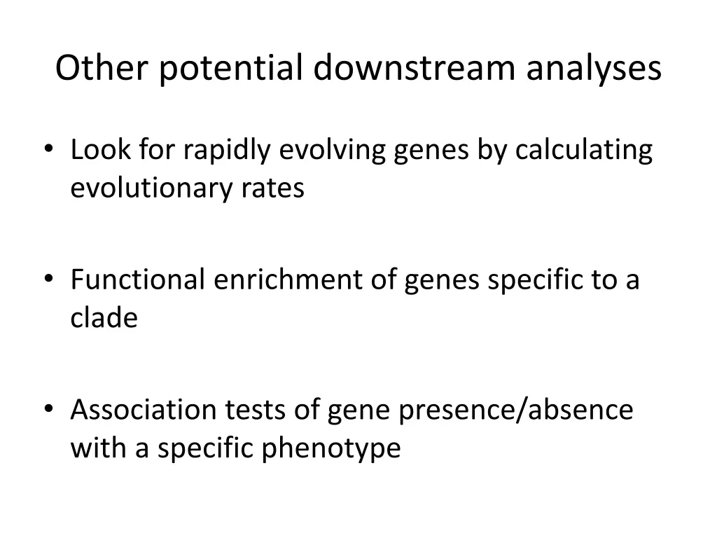 other potential downstream analyses