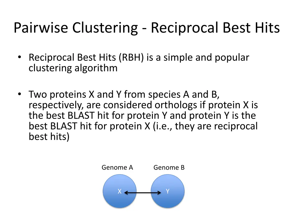 pairwise clustering reciprocal best hits