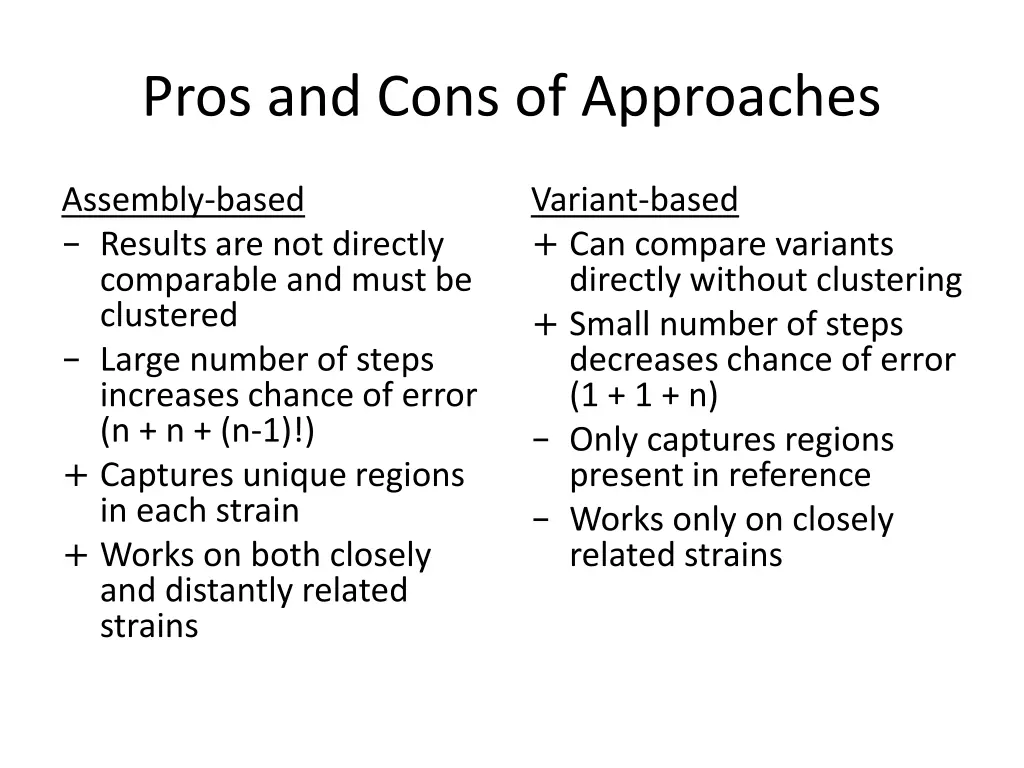 pros and cons of approaches