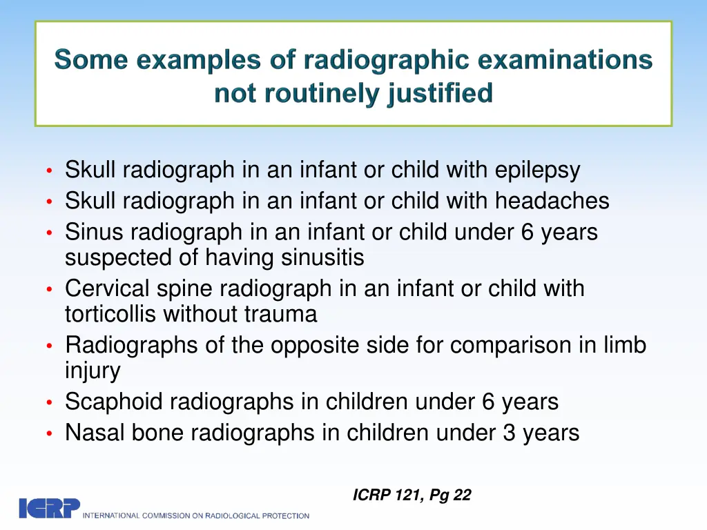 skull radiograph in an infant or child with