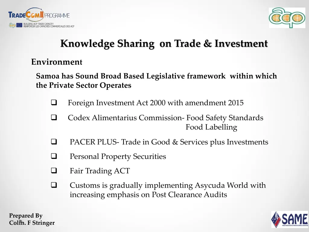 knowledge sharing on trade investment 1