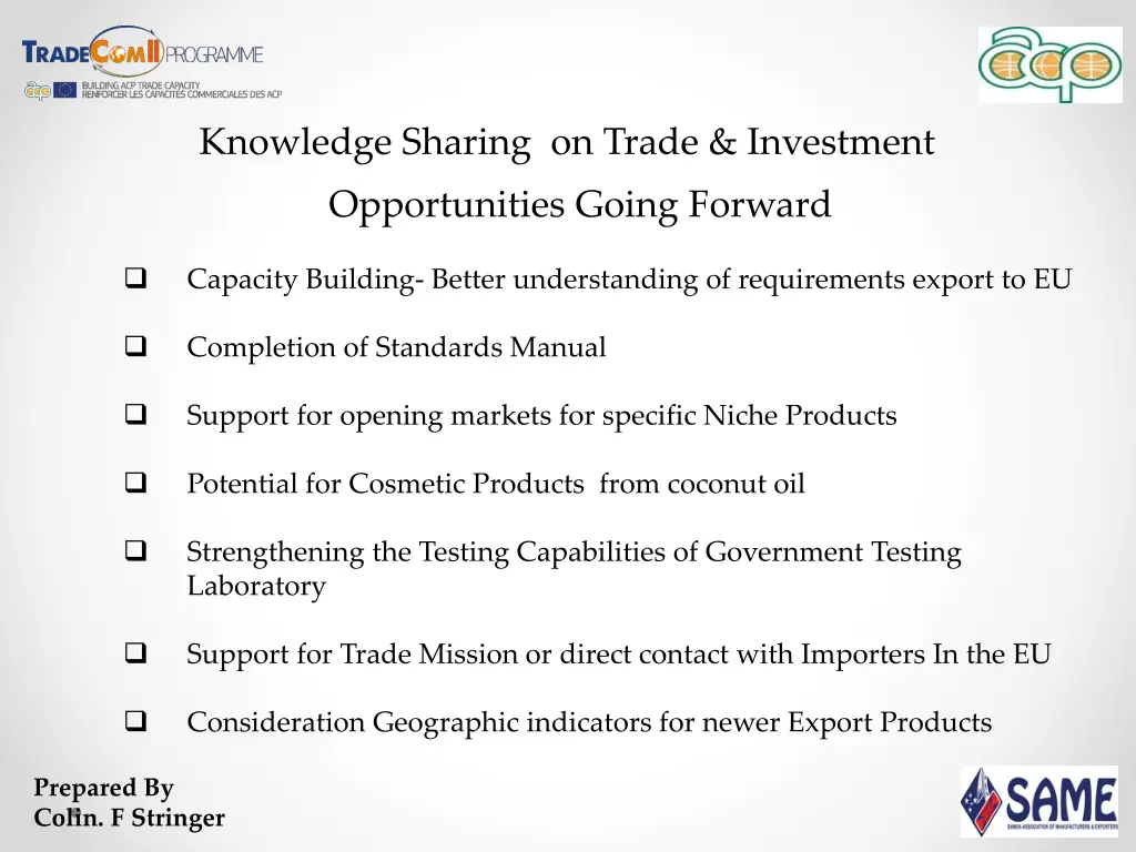 knowledge sharing on trade investment 11