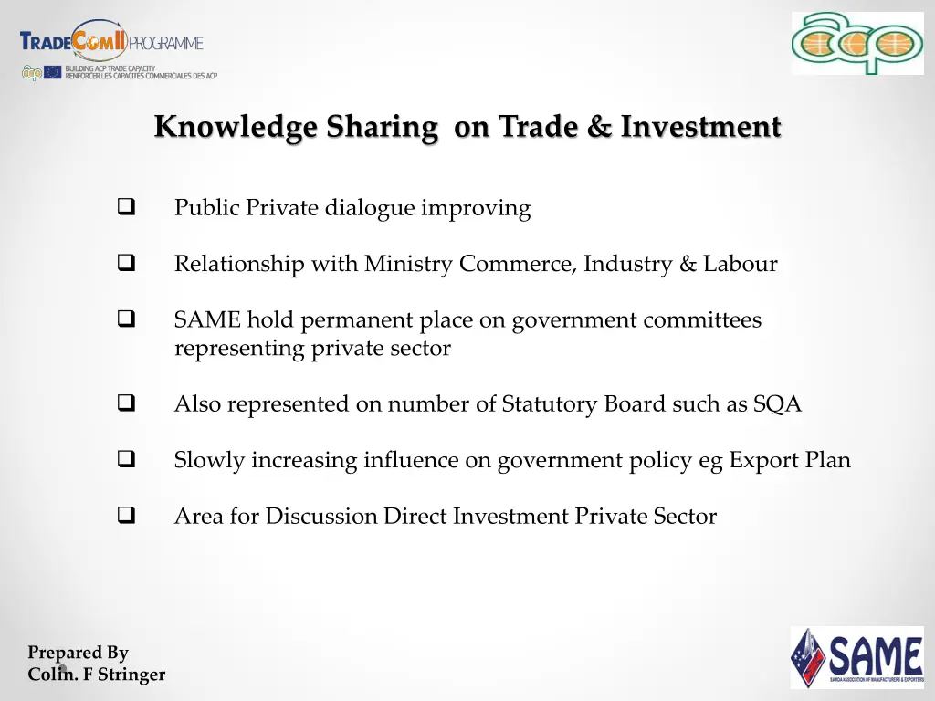 knowledge sharing on trade investment 8