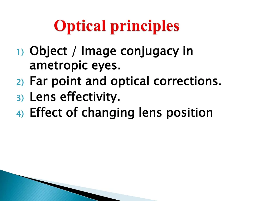 1 object image ametropic 2 far point and optical