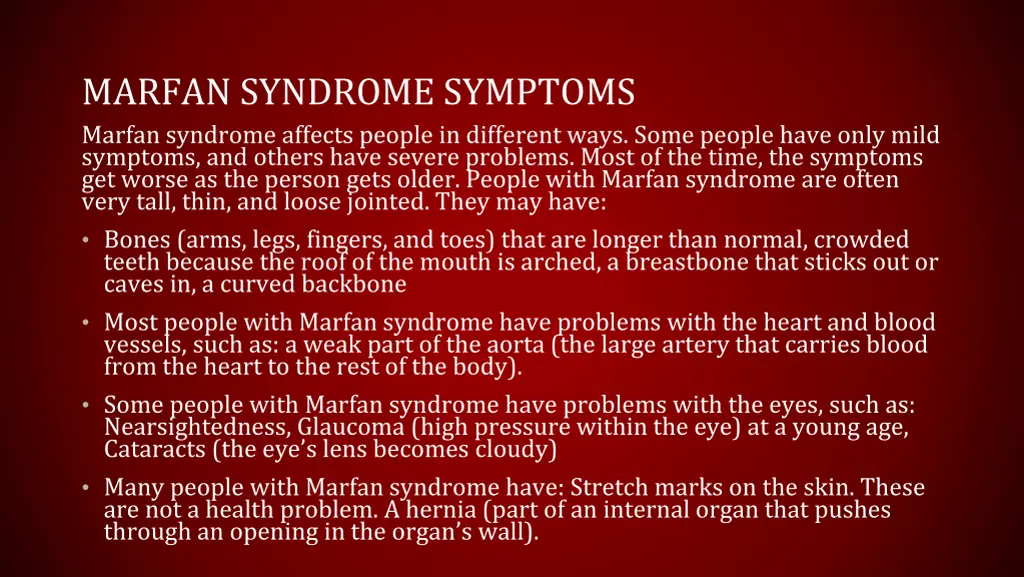 marfan syndrome symptoms marfan syndrome affects