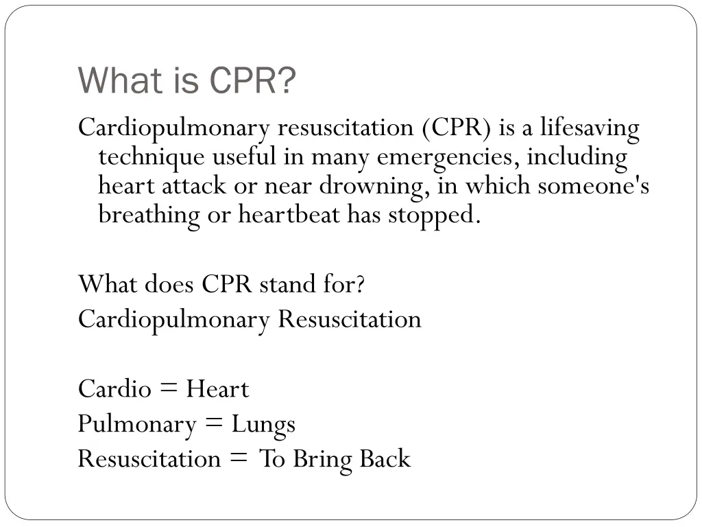 what is cpr cardiopulmonary resuscitation