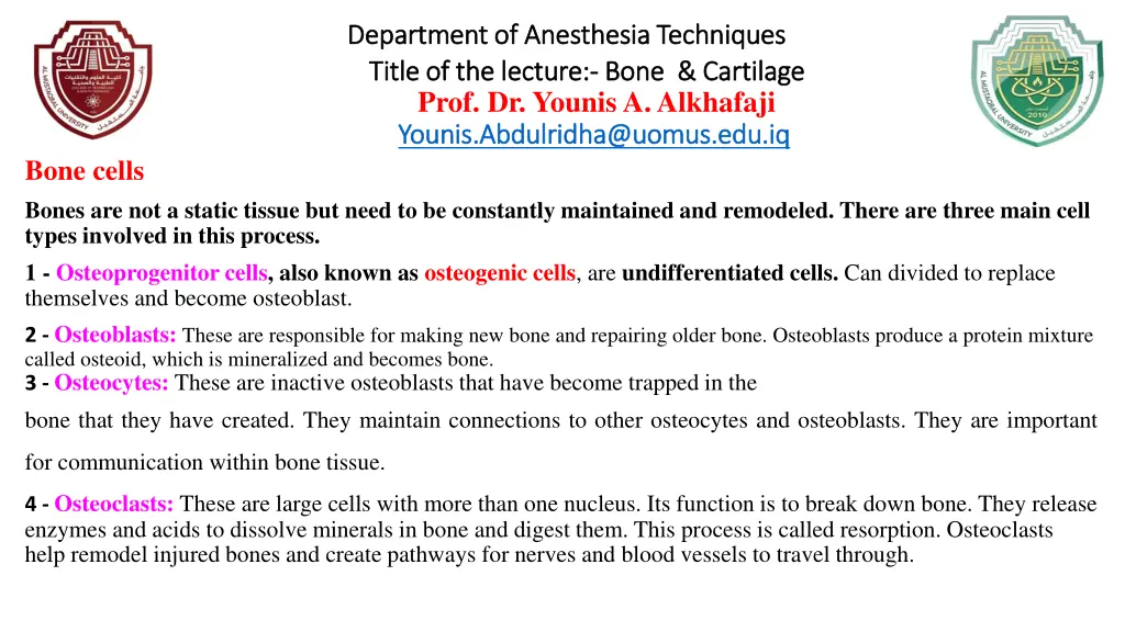 department of anesthesia techniques department 1